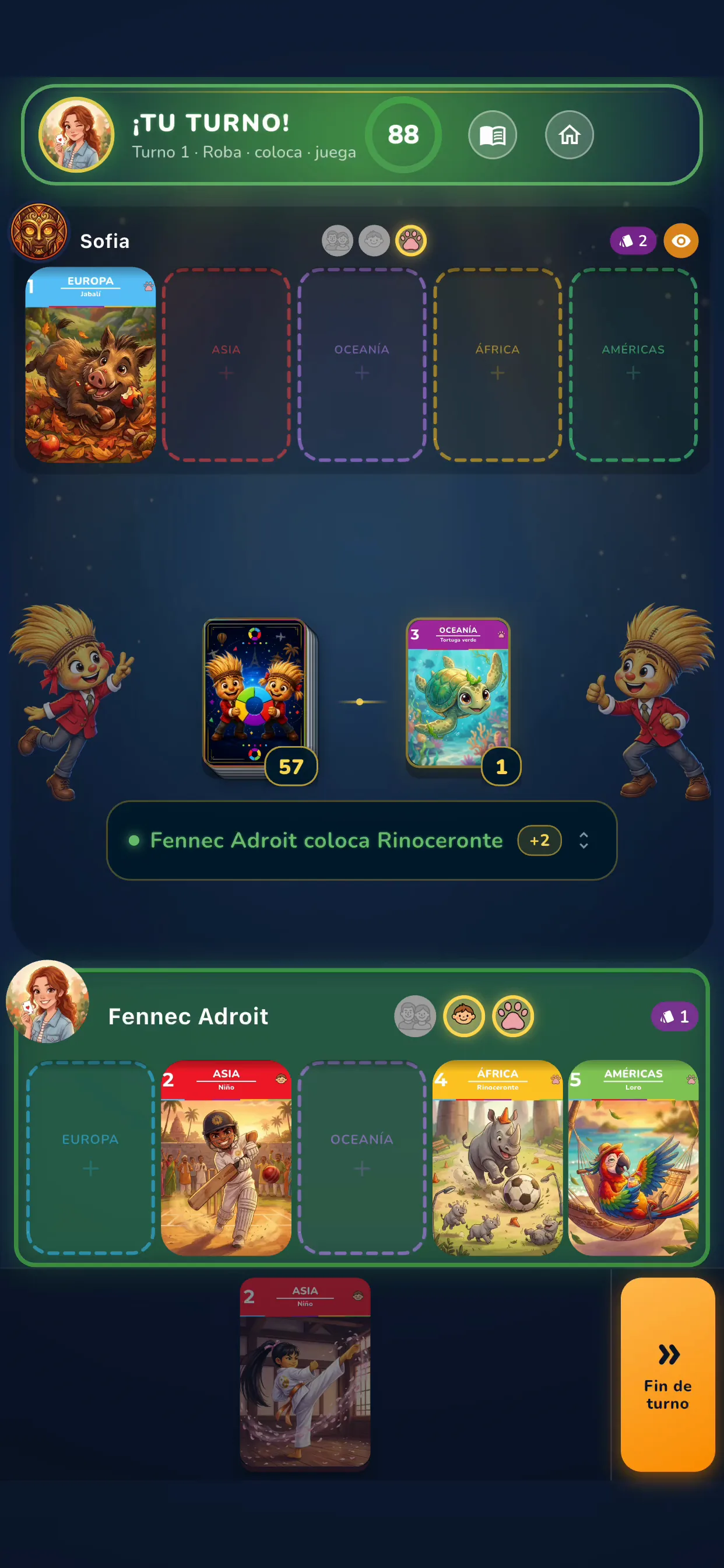 App — una partida en curso