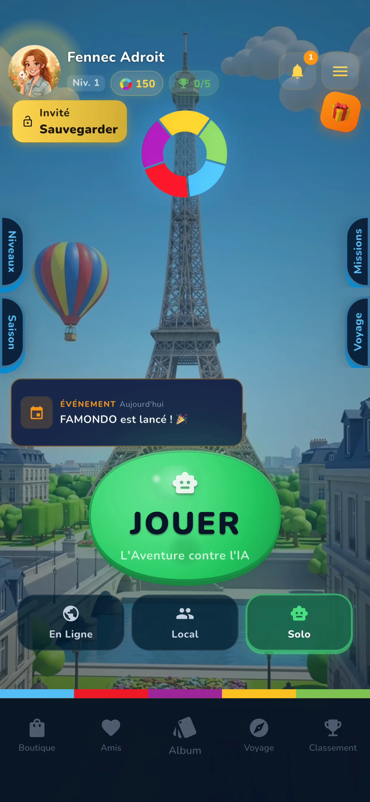 Application — accueil