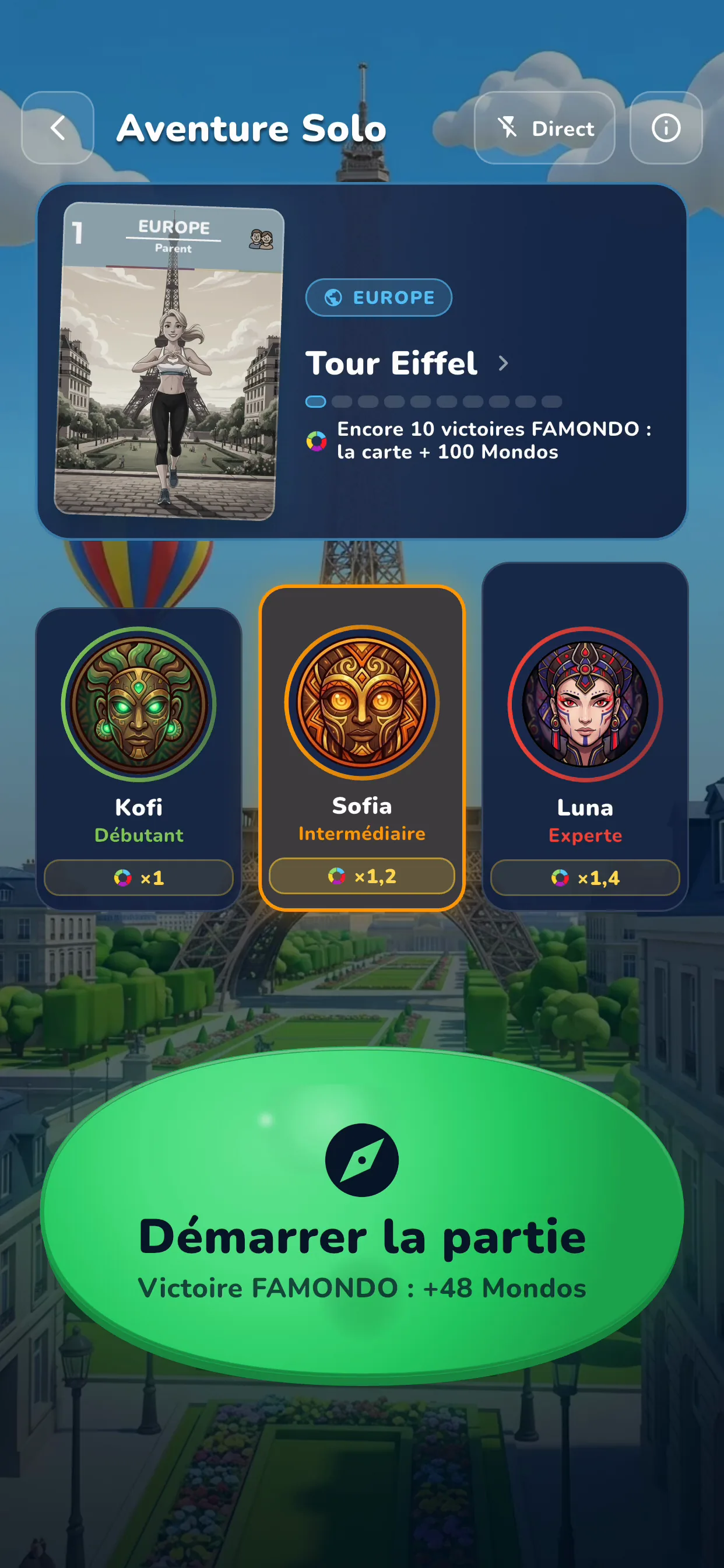 Application — les adversaires