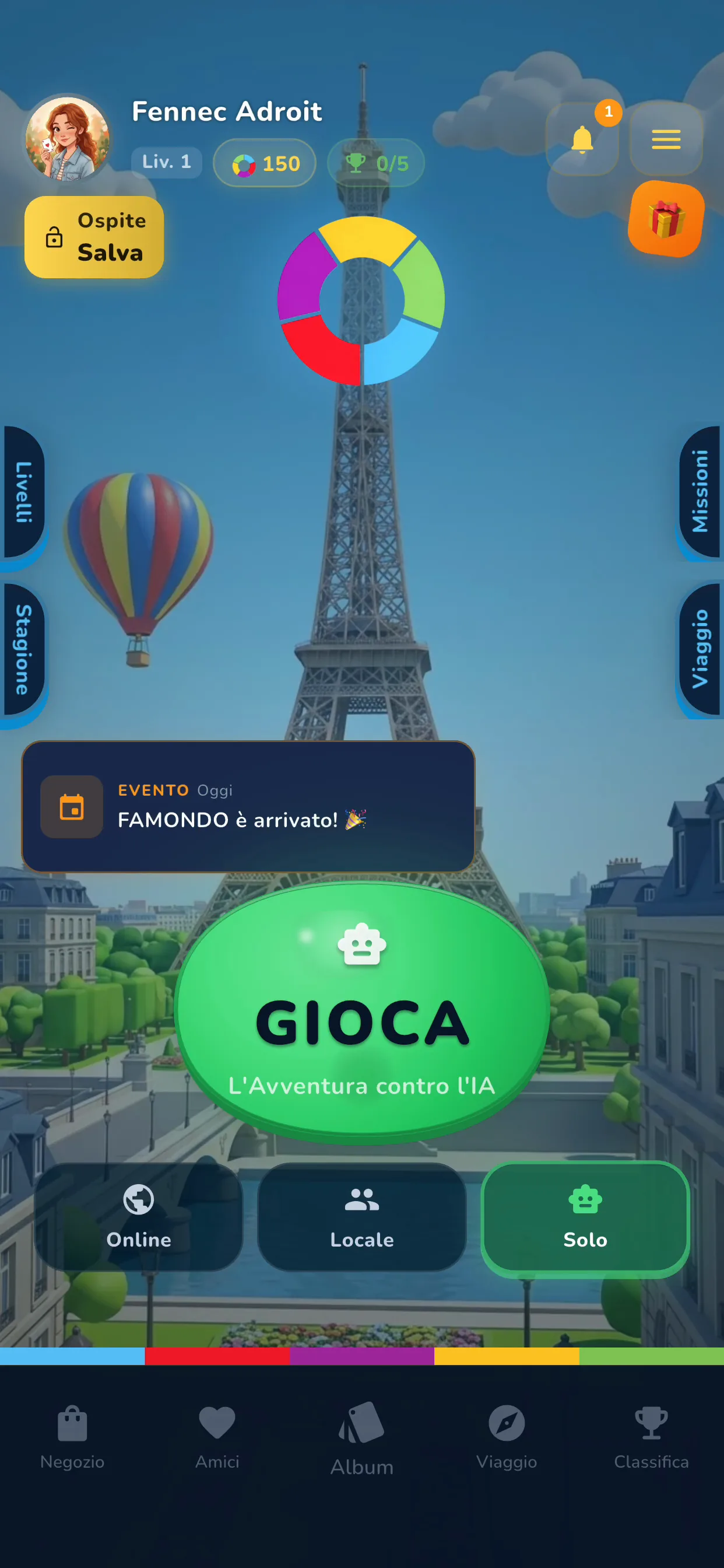 App — schermata iniziale