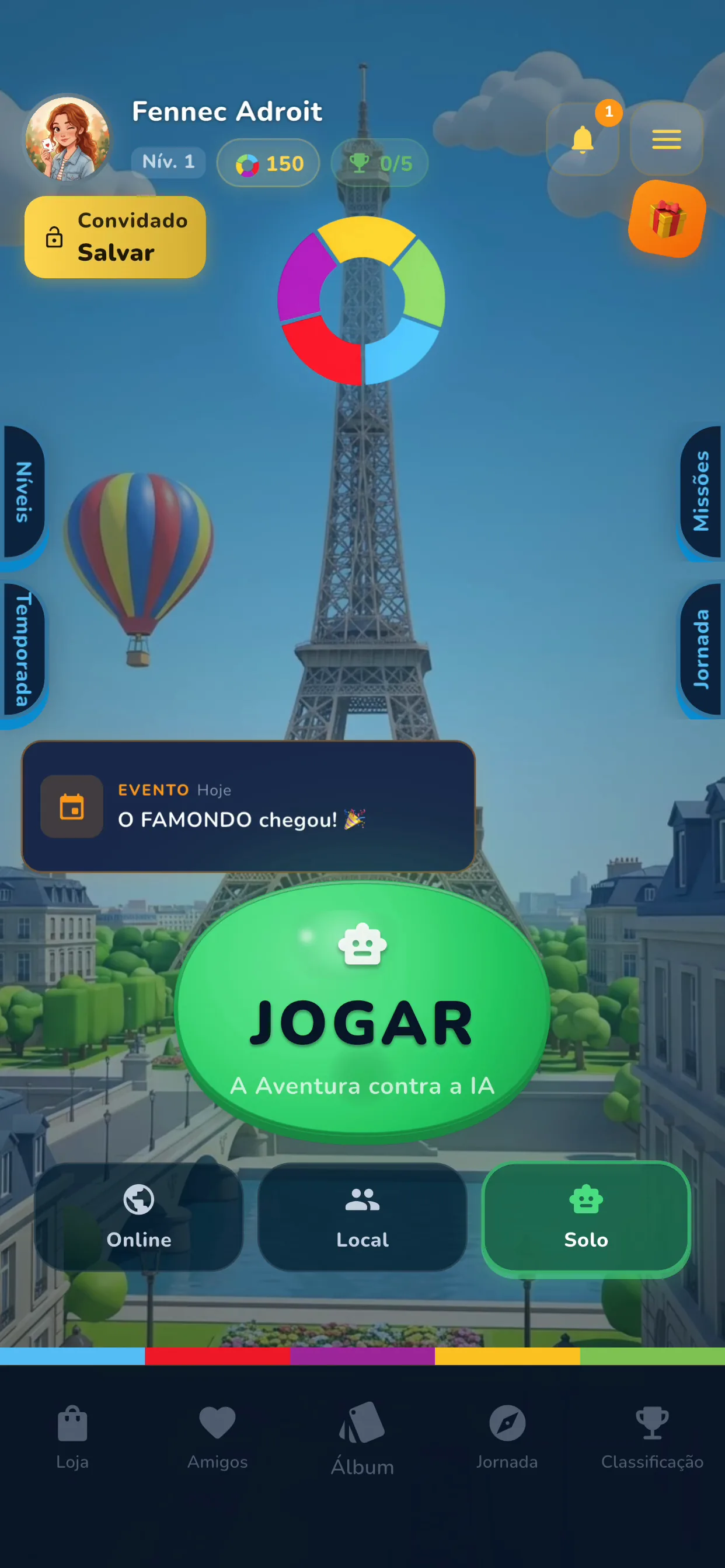 App — ecrã inicial
