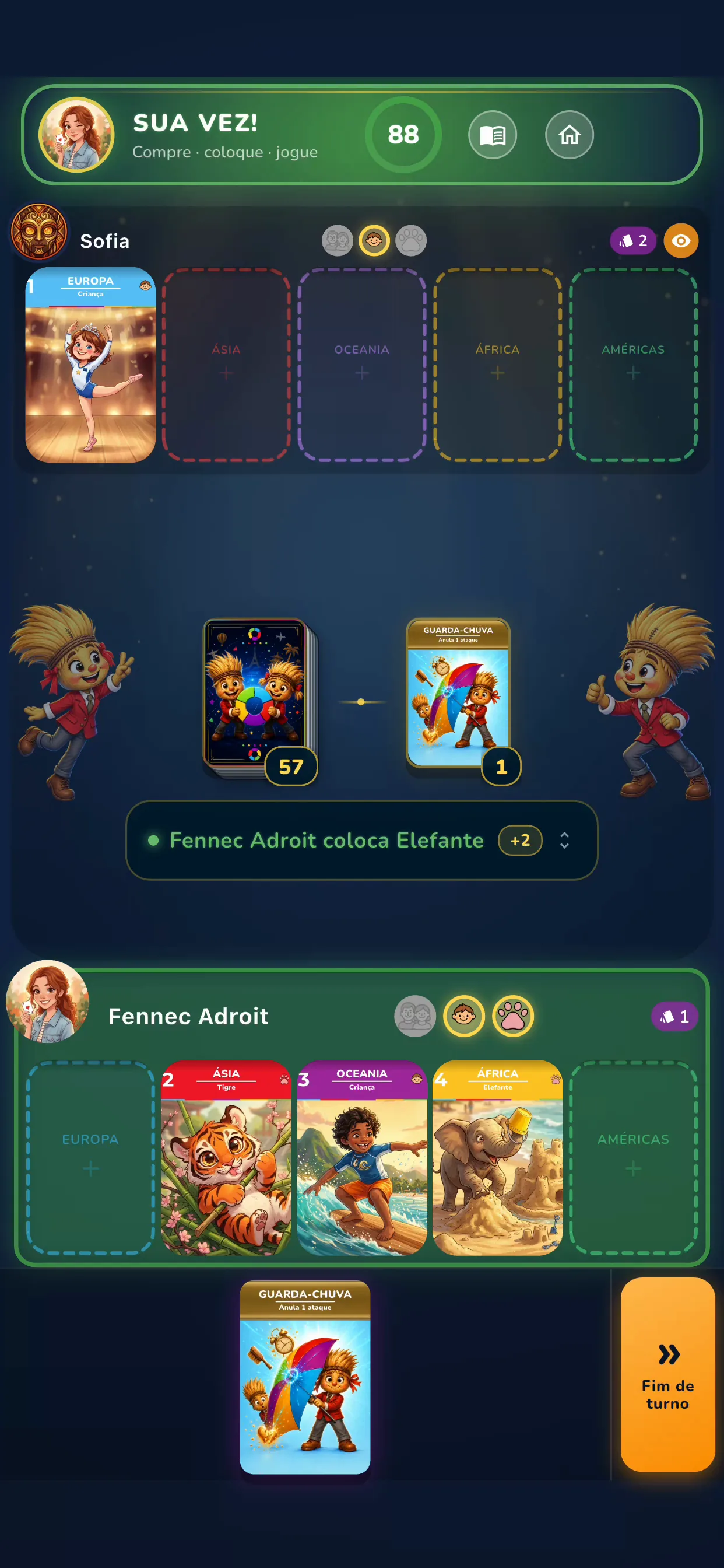 App — uma partida a decorrer